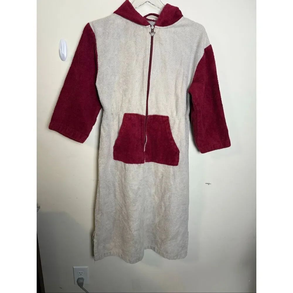 KIWI Girls Hooded LongβSleeve Cotton Terry Grey Bathrobe β with Zipper 14/16 Poc